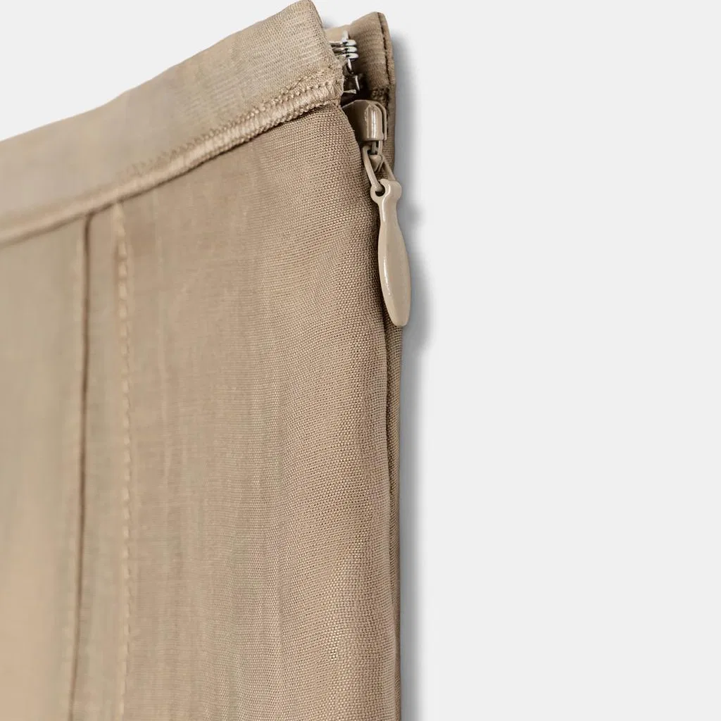 Женская юбка-трапеция миди с завязкой ZARA, Brown/Dark Taupe — фото 4