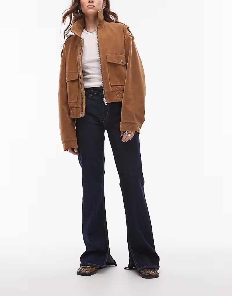 

Расклешенные джинсы Mango Elle с разрезом по низу темно-синего цвета