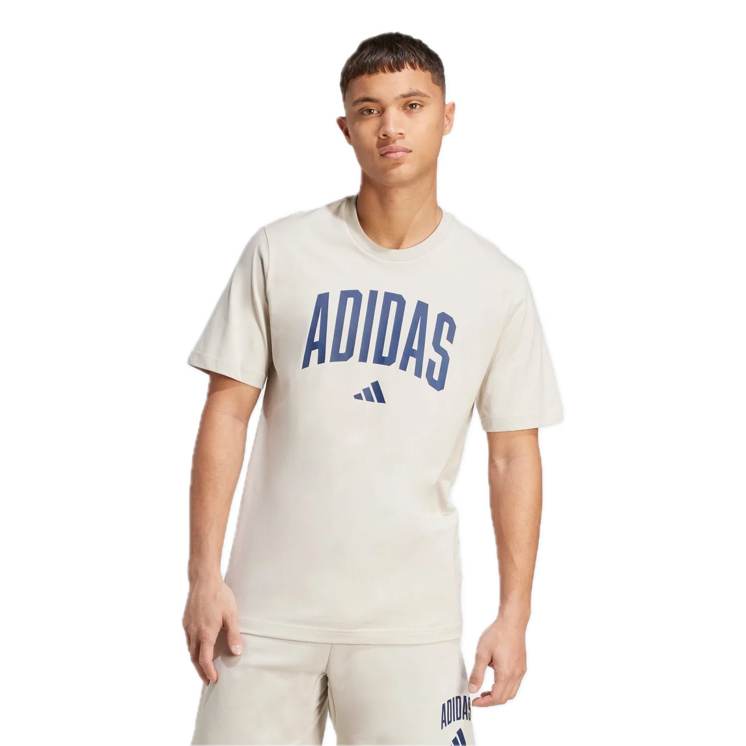 Мужская футболка с графическим принтом Adidas, бежевый — фото 2