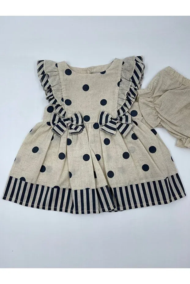 Детское платье для девочек с принтом Ahenk Baby Kids, Nude Color — фото 2