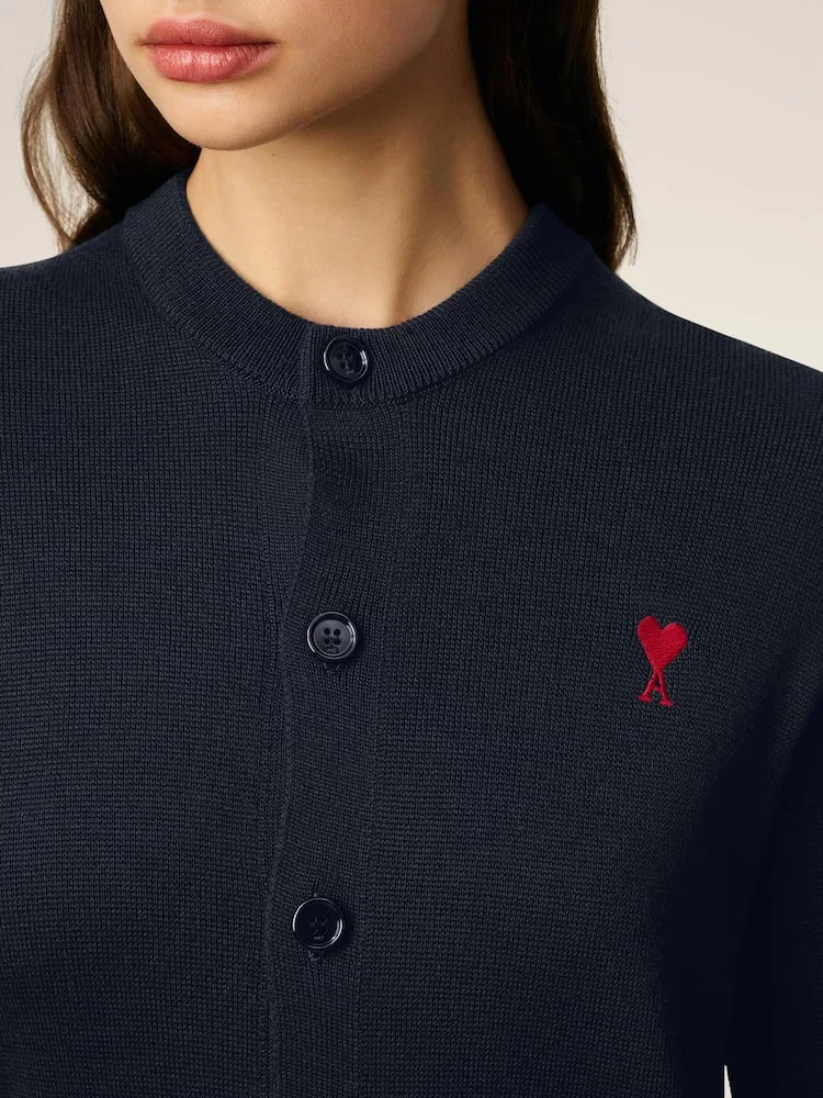 Кардиган с круглым вырезом коллекции Crewneck, Navy/Red AMI PARIS — фото 3
