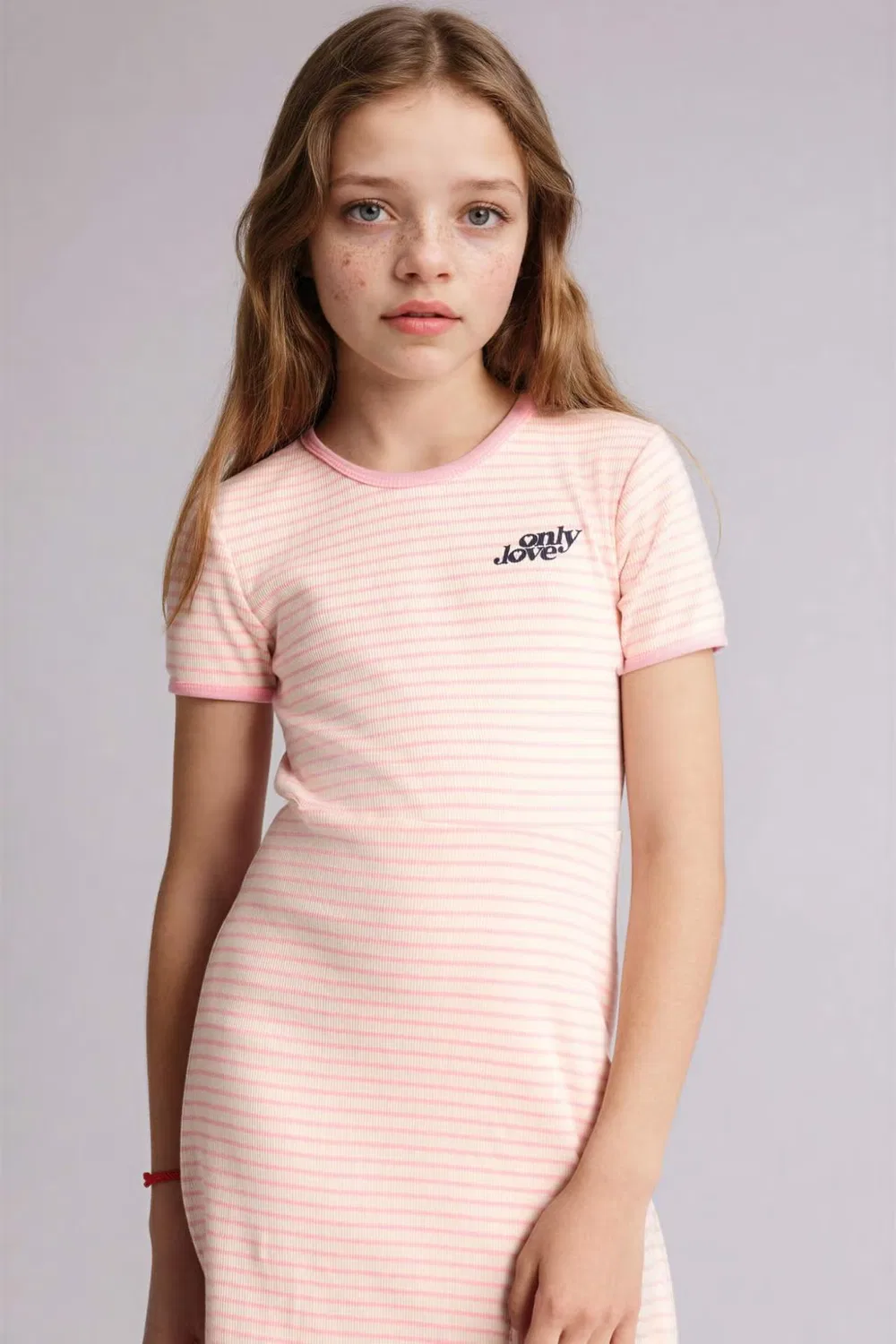 Платье с принтом полоска модель Striped cotton Defacto, розовый — фото 2