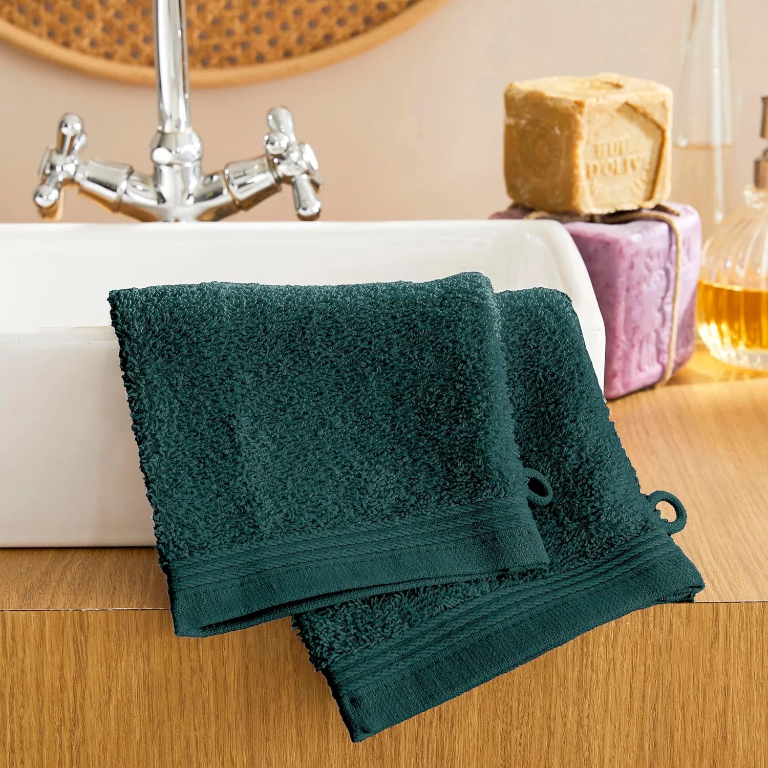 Махровая салфетка для лица Univers Decor Spa, 2 шт, 15x21 см, 400 г/м², Emerald — фото 4