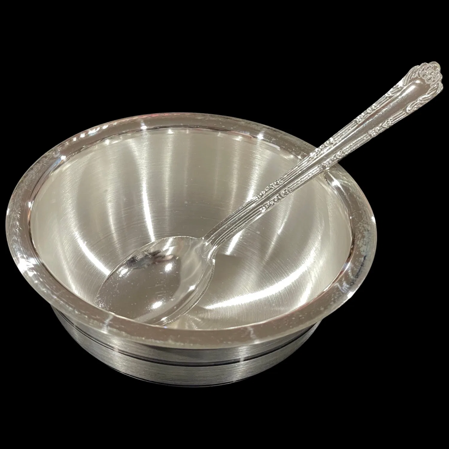 Набор детской посуды: миска и ложка, 125 мл, 999 проба серебра, Sanskreeti, Silver — фото 4