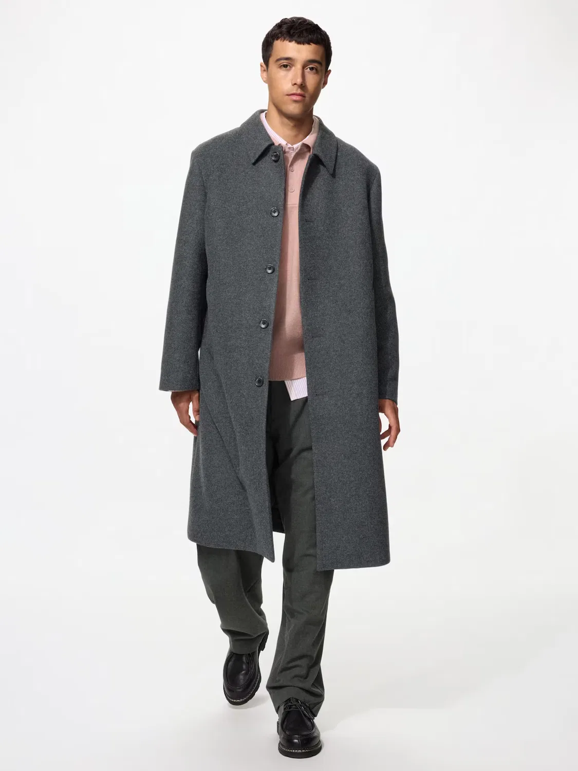 Пальто Uniqlo Wool Blend, серый