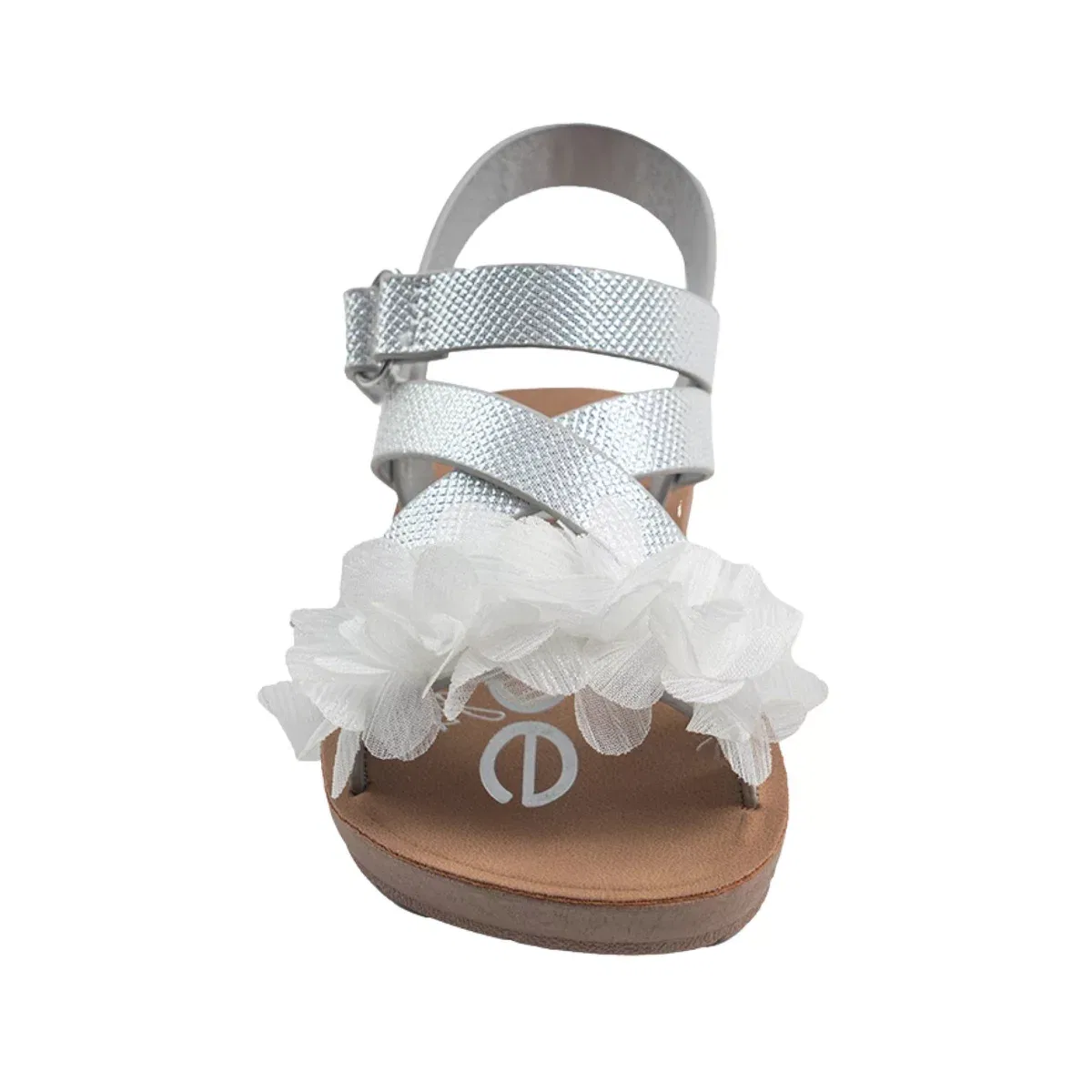 Детские сандалии для девочек с цветочным декором Bebe, White — фото 4