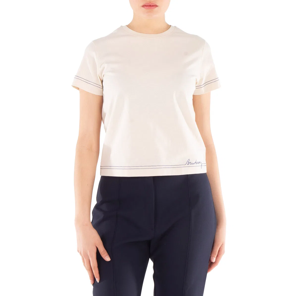 Футболка хлопковая с вышитым логотипом Logo Embroidered Cotton T-Shirt Burberry