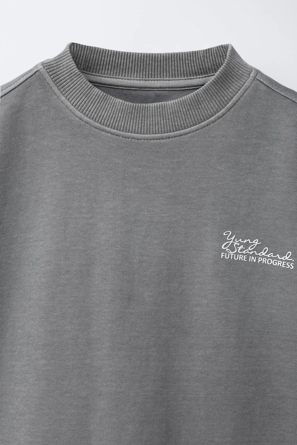 Футболка, окрашенная методом интерлок (техника окрашивания одежды) ZARA, Grey — фото 3