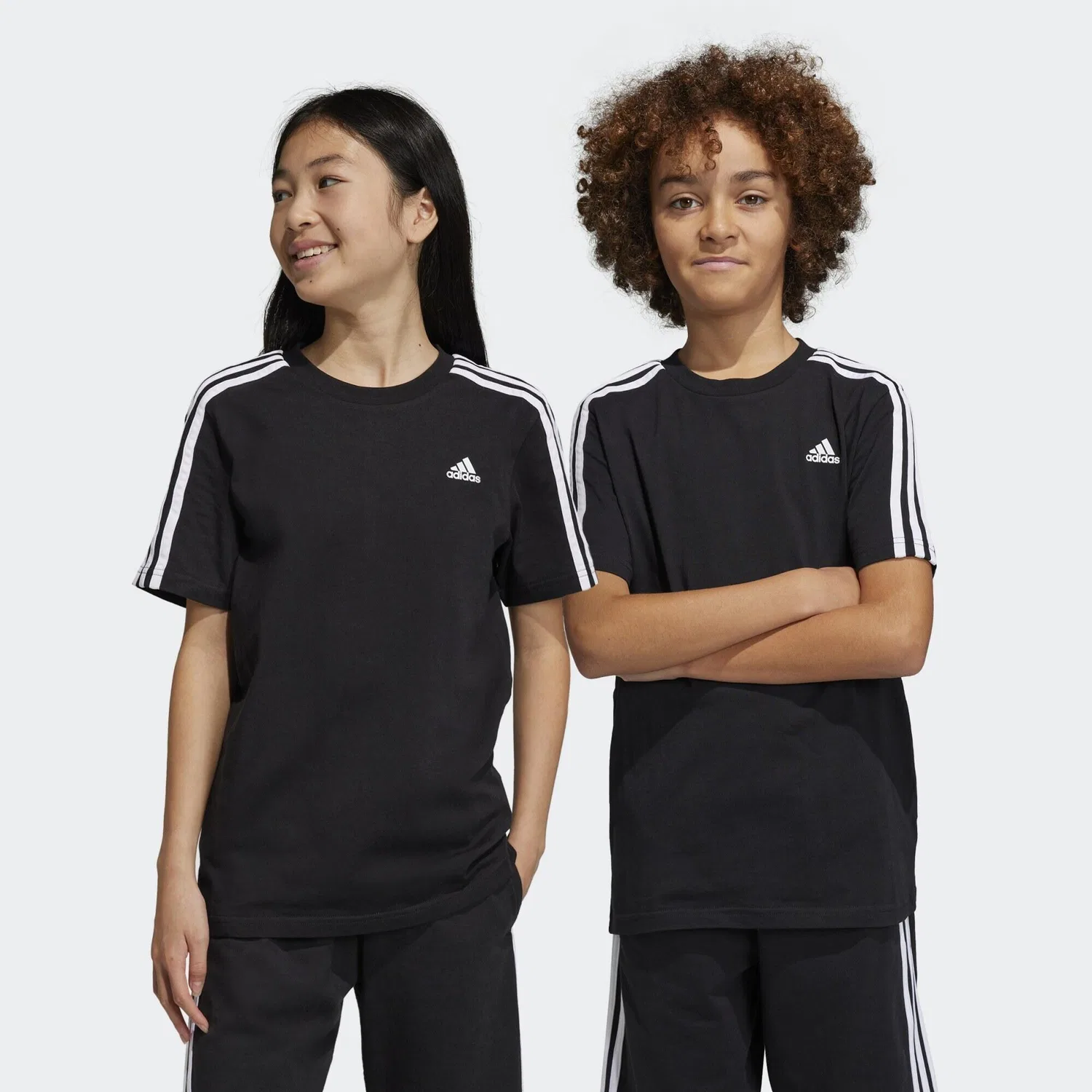 Детская футболка с длинным рукавом Essentials 3-Streifen Adidas, Schwarz Weiss