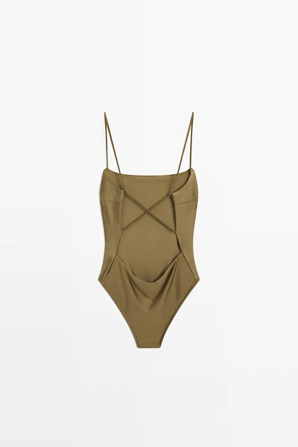 Купальник Massimo Dutti, с тонкими бретелями, хаки — фото 4