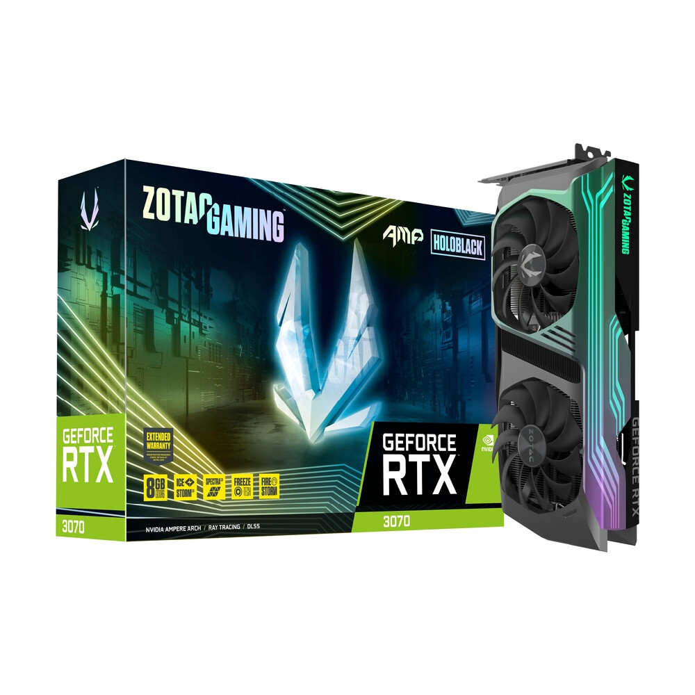 

Видеокарта ZOTAC GeForce RTX 3070 AMP Holo Black, 8 ГБ, серый