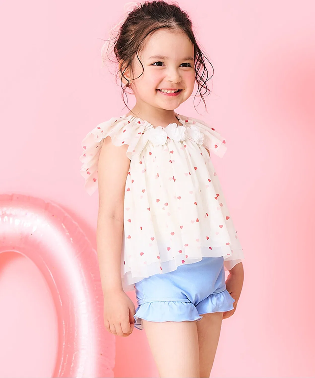 Детский раздельный купальник с принтом и туникой Daisy Heart Tully Apres Les Cours, Ivory