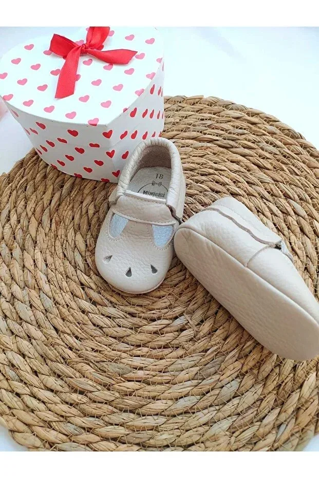 Детские мокасины-пинетки из натуральной кожи Minibiri, Beige — фото 2