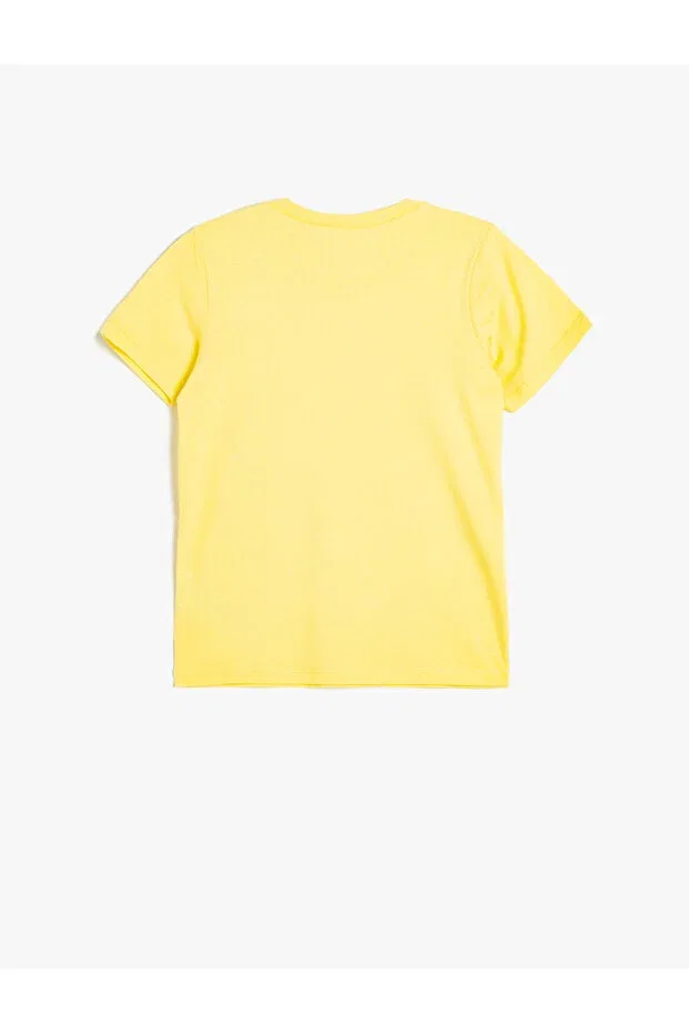 Детская футболка для мальчиков хлопковая Basic t-shirt short sleeve crew neck cotton Koton, Yellow — фото 2
