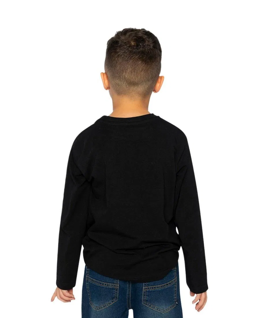 Детская хлопковая футболка с длинным рукавом, из коллекции Boys Must-Haves Deux par Deux, Black — фото 4