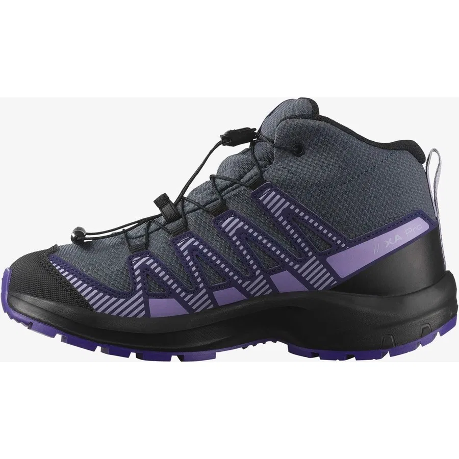 Детские кроссовки для outdoor с мембраной Salomon XA Pro V8 Mid Waterproof, Серый — фото 3