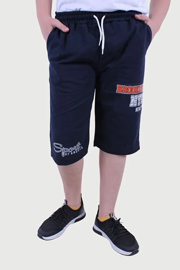 Детские шорты для мальчиков с принтом Fyk Kids, Navy Blue
