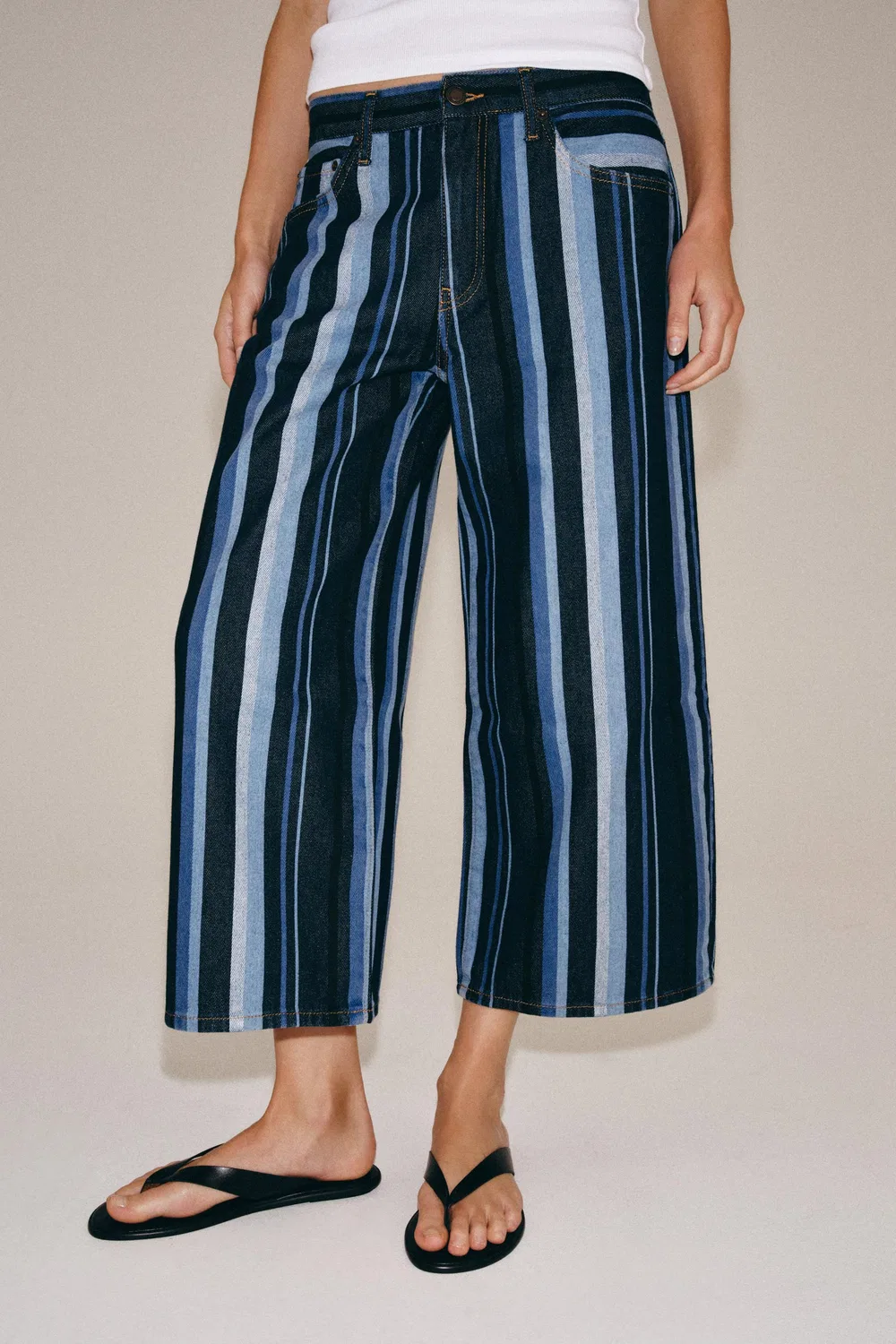 Кюлоты ZW COLLECTION MID-WAIST STRIPED ZARA, Blue — фото 4