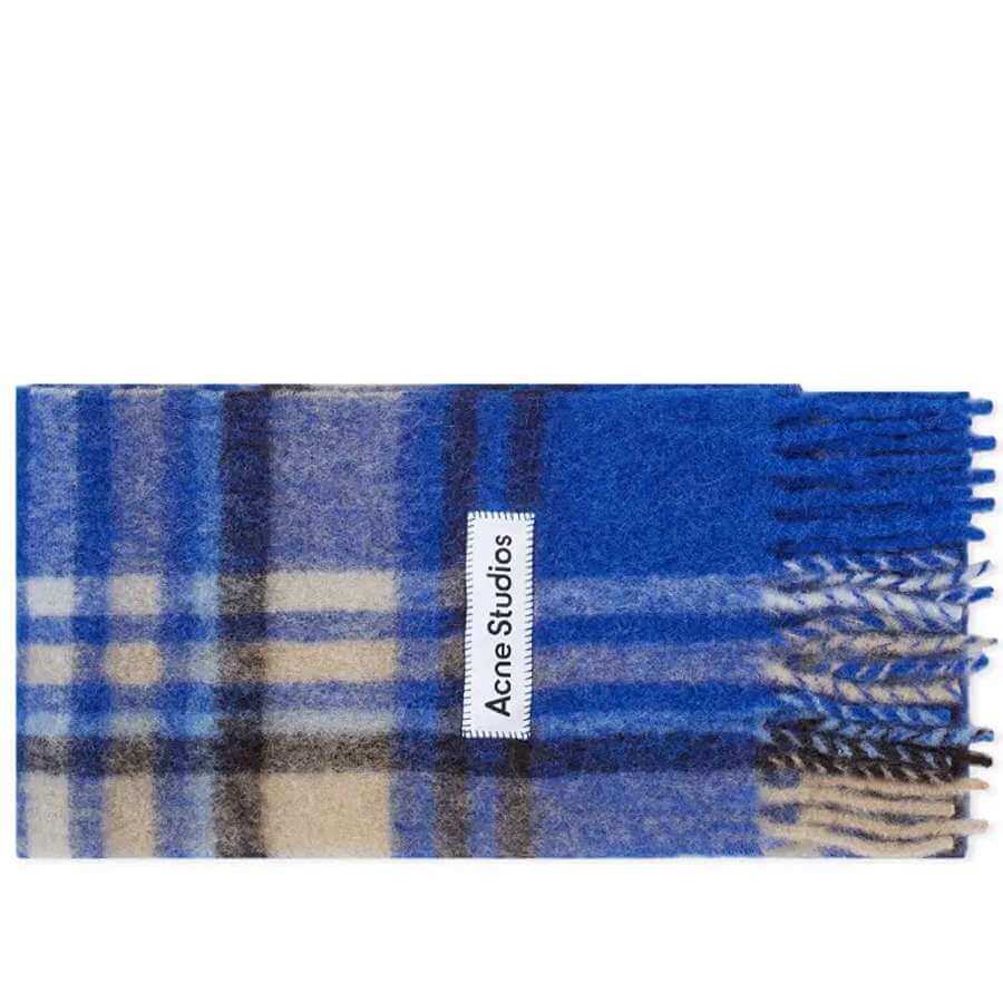 

Шарф Acne Studios Vally Tartan New, синий/бежевый