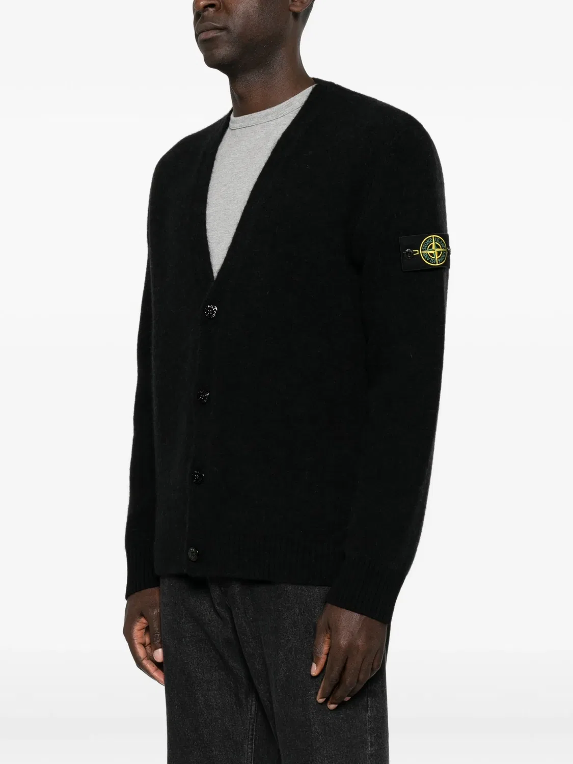Stone Island Кардиган с V-образным вырезом, черный — фото 4