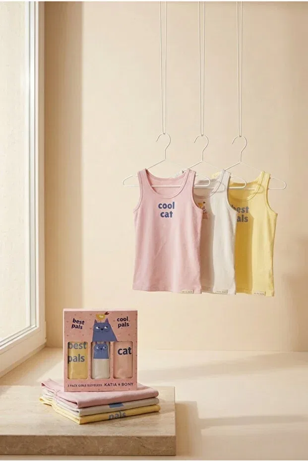 Детский комплект маек для девочек 3-Pack Katia&Bony, Pink — фото 2
