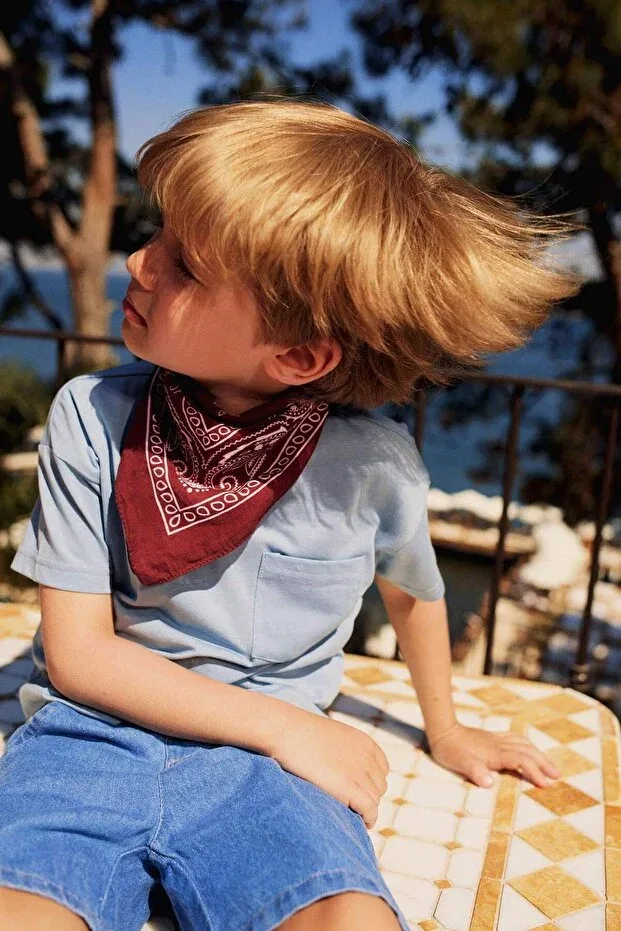 Детская футболка для мальчиков хлопковая Crew Neck Basic Plain Short Sleeve T-Shirt Baby Boy b7005a525sm Defacto, Blue