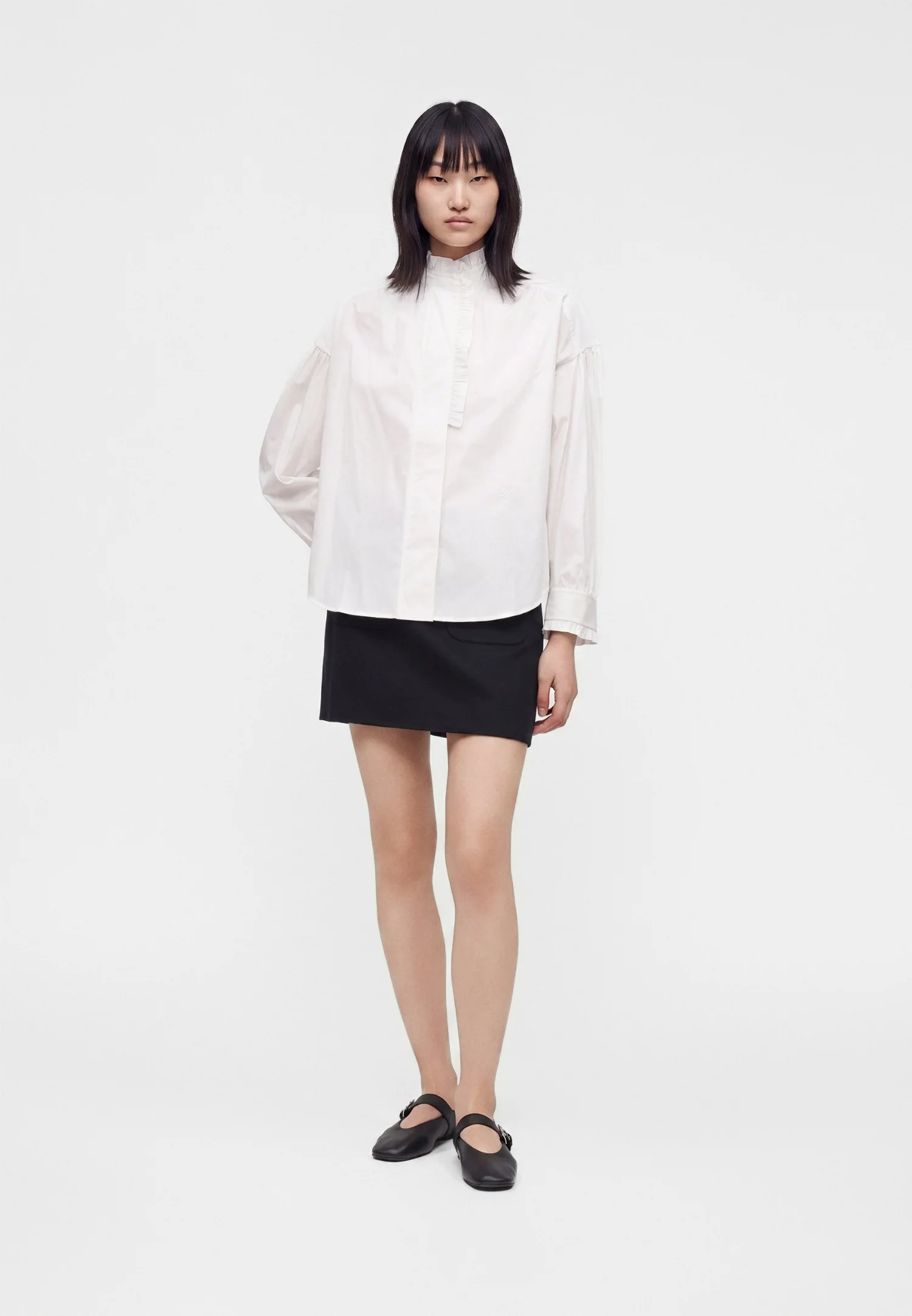 Женская блуза Tommy Hilfiger Oversized Fit Ruffle Collar Poplin, белый — фото 4