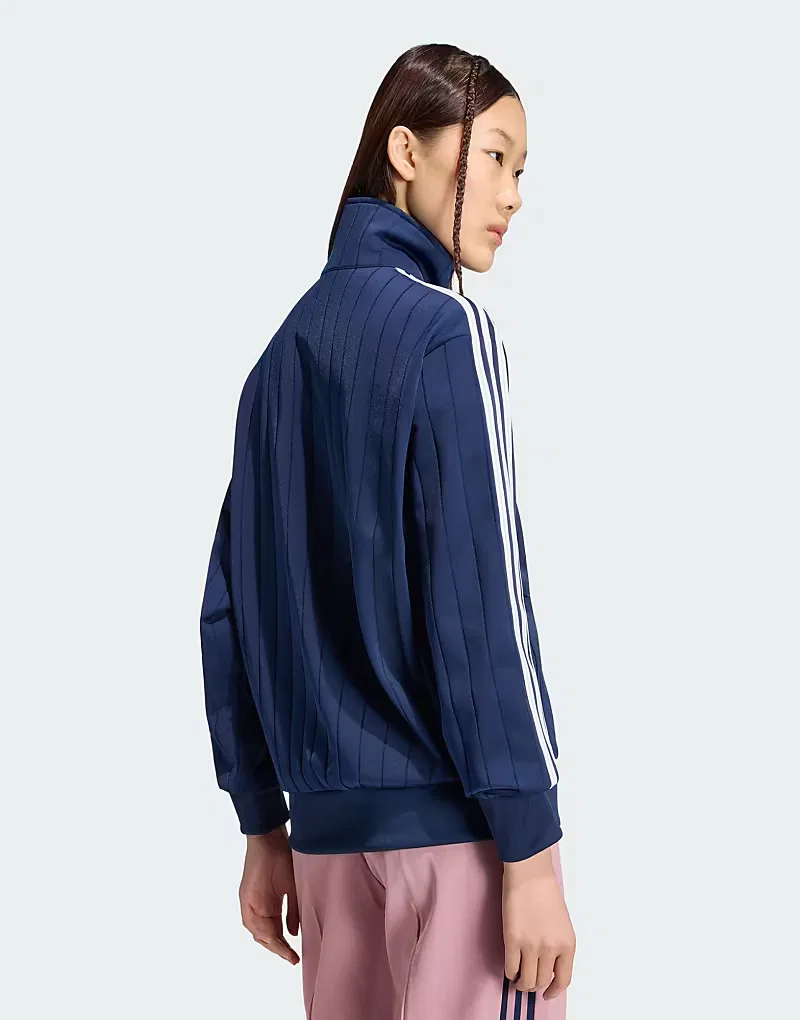 Спортивная куртка Adidas Originals Pinstripe Firebird свободного кроя, ночной индиго/белый/серый — фото 3