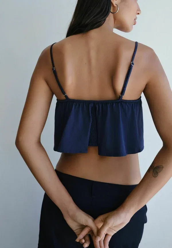 Топ с вышивкой Regular fit - broderie sleeveless bandana cami Next, темно-синий