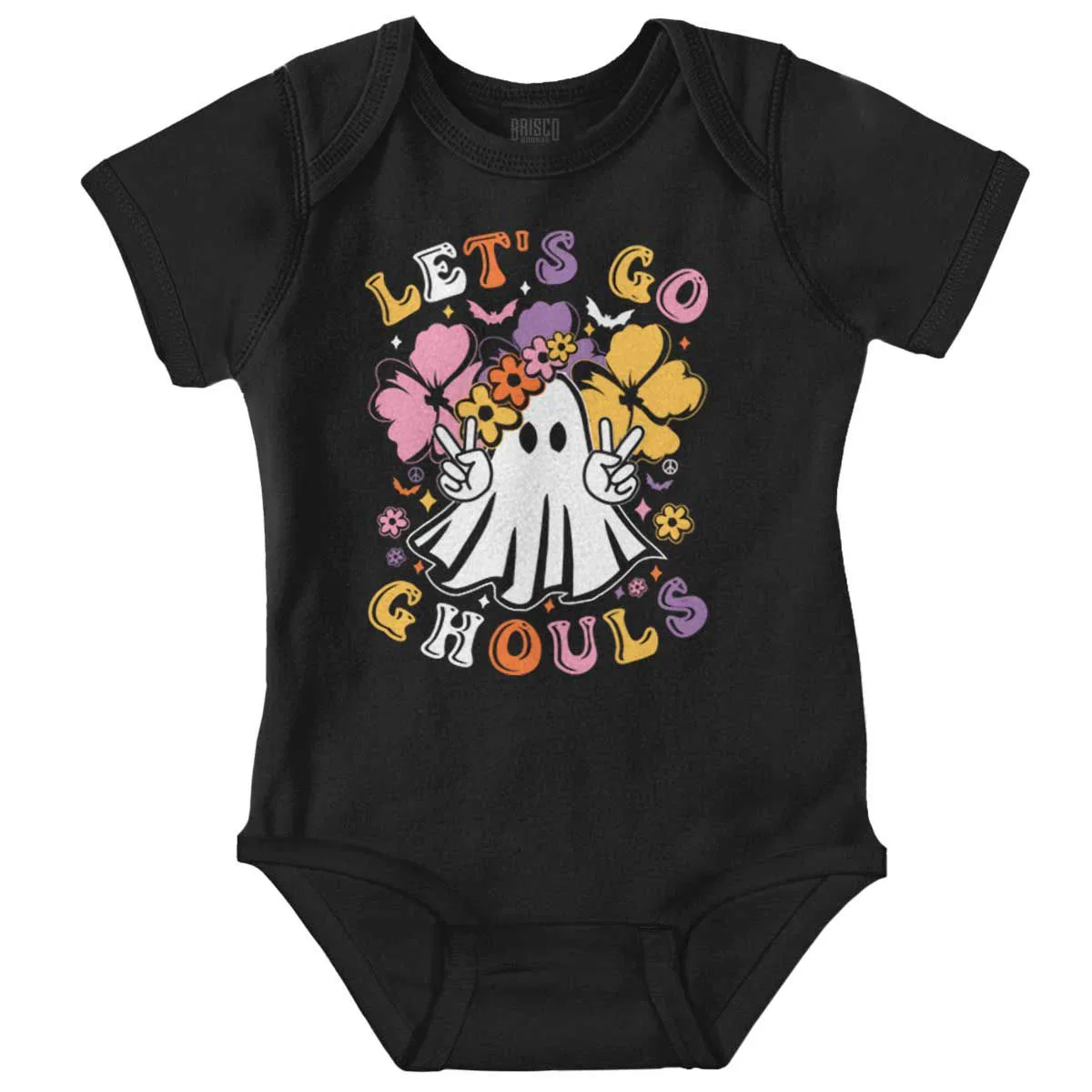 Детское боди для девочек с принтом Cute Boho Ghost Lets Go Ghouls Brisco Brands, Black
