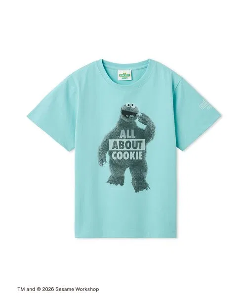Детская футболка с принтом ALL ABOUT Sesame Street, Мятный