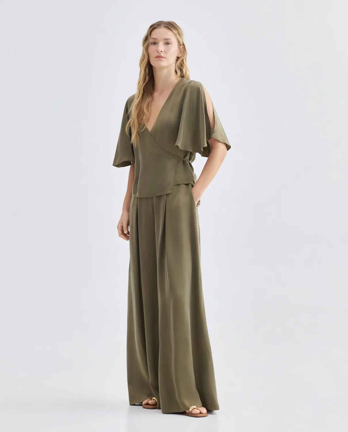 Женские широкие брюки из купро Boss, Verde