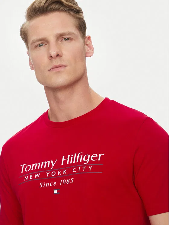 Футболка regular fit Center Stack Tommy Hilfiger, красный — фото 4