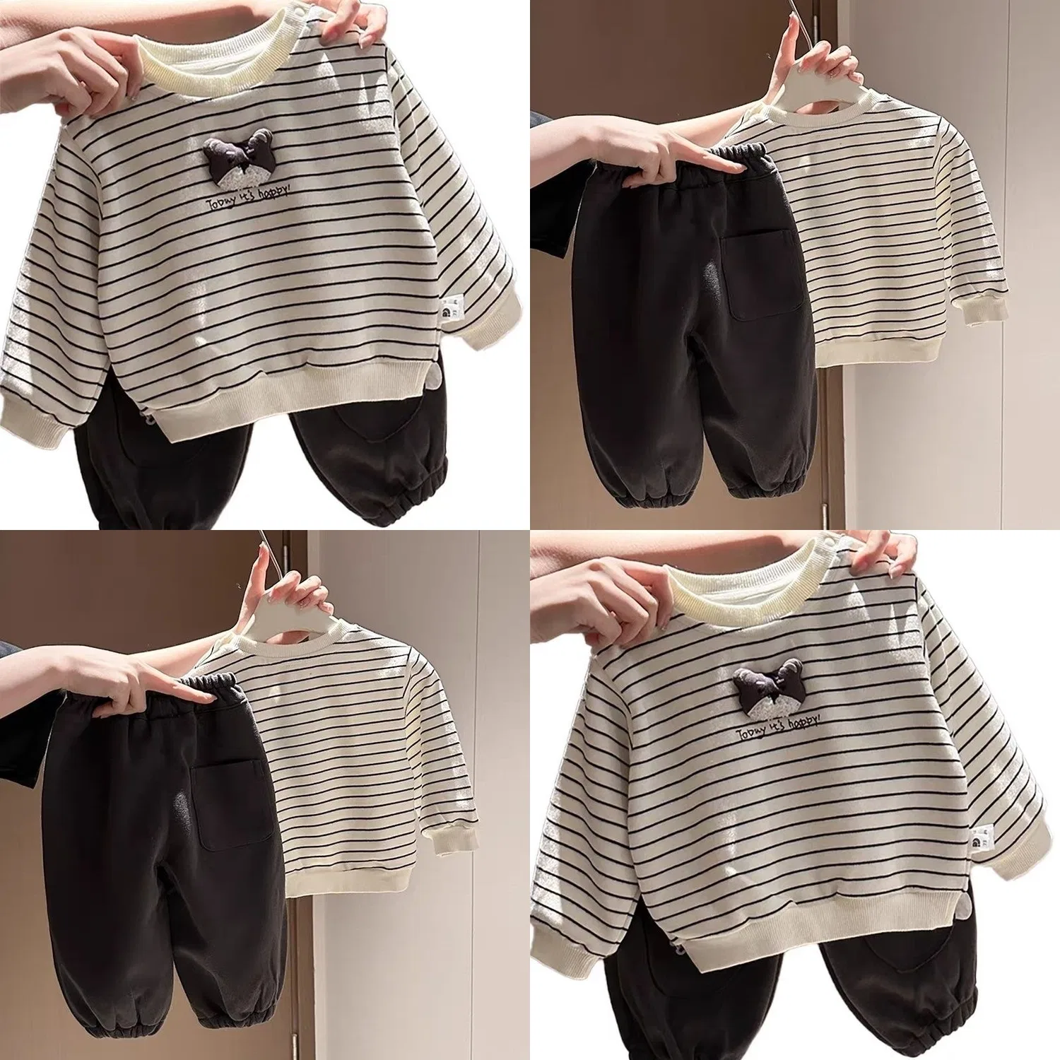 Детский комплект из футболки и штанов с полосками, модель Stripes Two-Piece Set (Open-Cuff), MADALLO, Stripes Two-Piece Set (Open-Cuff) — фото 4