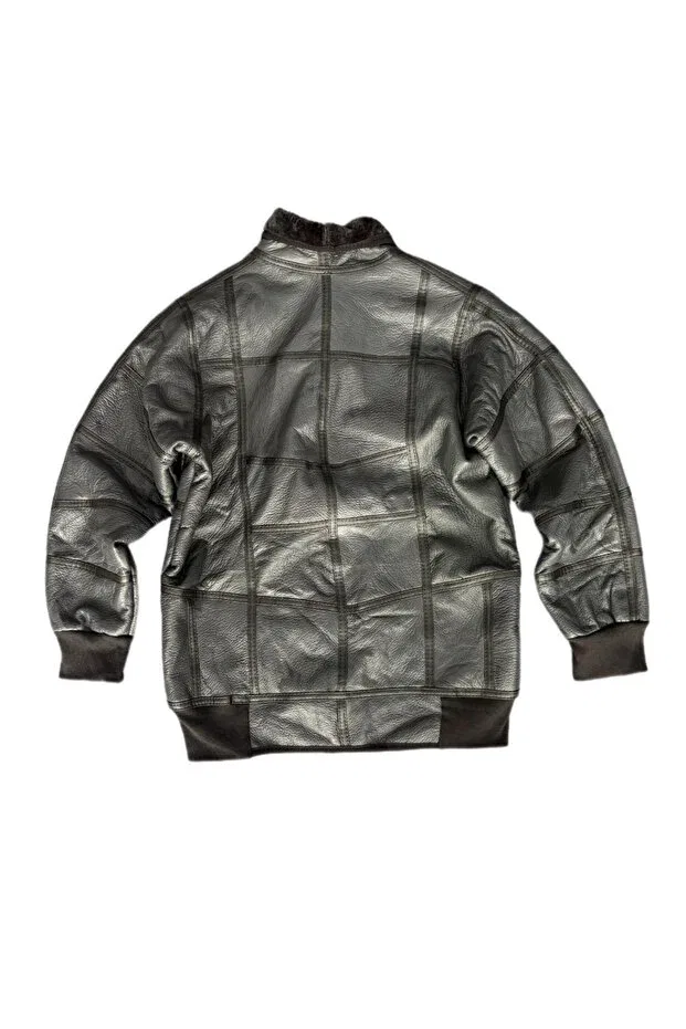 Детское зимнее пальто с меховым воротником Special production patchwork fur-suede real leather children's coat Ln Leather, Gray — фото 2