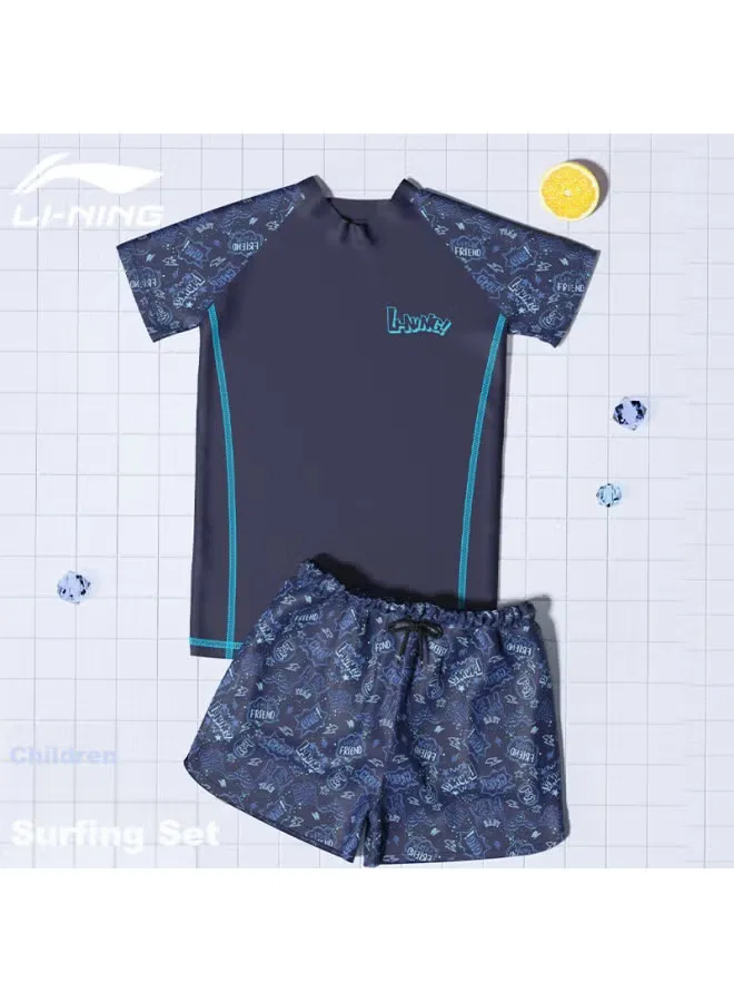 Комплект купальный для мальчиков с длинным рукавом 881 Li-Ning, синий
