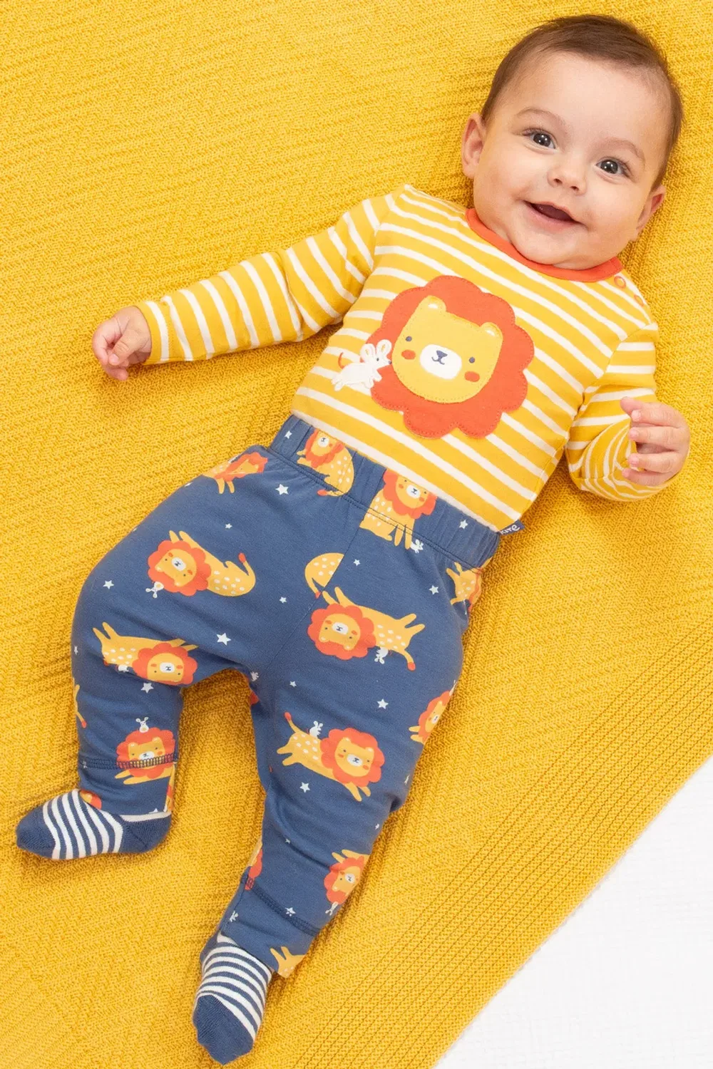 Детские леггинсы с принтом Baby Lion and Mouse Kite, Navy — фото 2