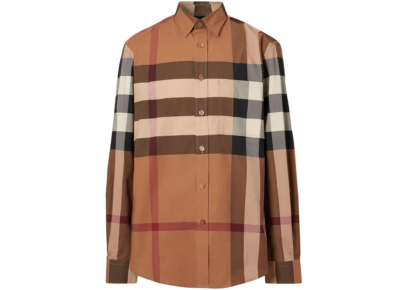 Мужская рубашка с длинным рукавом из стрейч-поплина Burberry, Brown