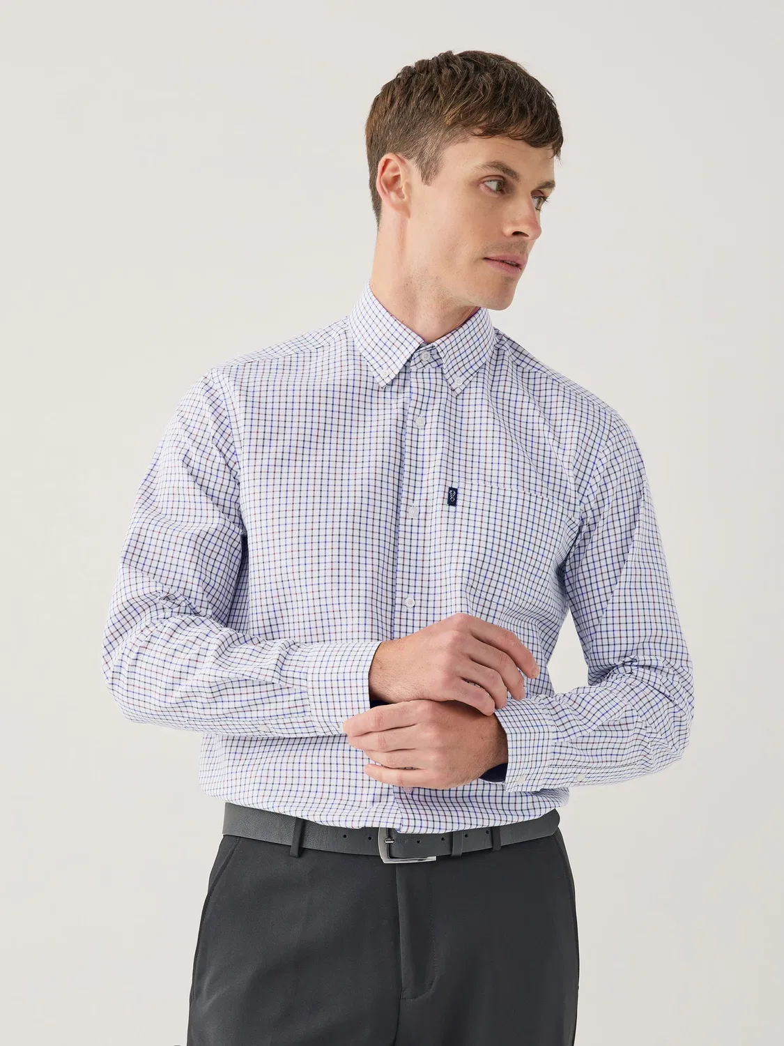 Рубашка оксфордская, клетка, Regular Fit Next, Ecru Tattersall Check