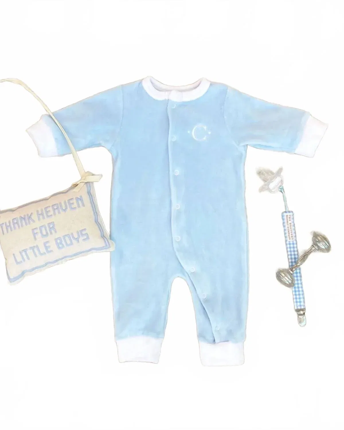 Детский комбинезон-слип с длинным рукавом Velour Paxton Playsuit Beaufort Bonnet, Buckhead Blue
