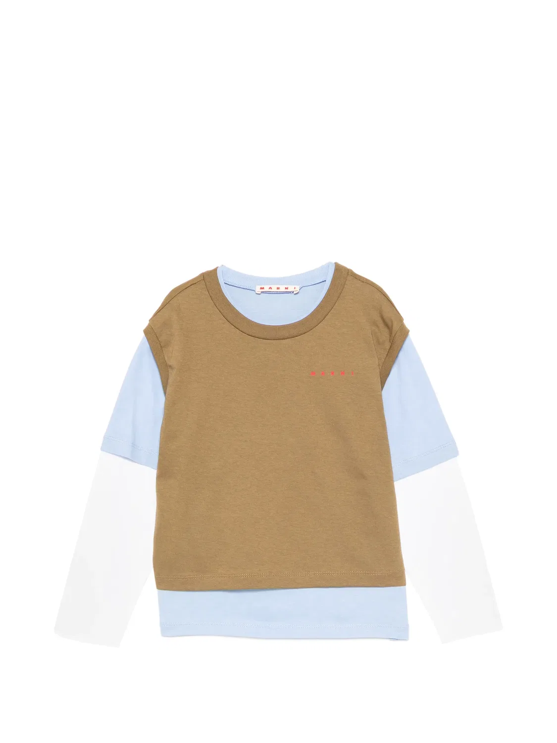 Многослойная футболка с длинными рукавами Marni Kids, зеленый