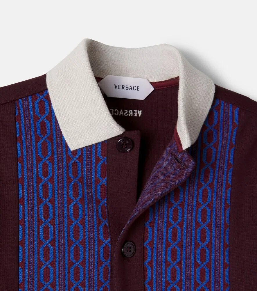Жаккардовая рубашка Versace Kids, бордовый — фото 4