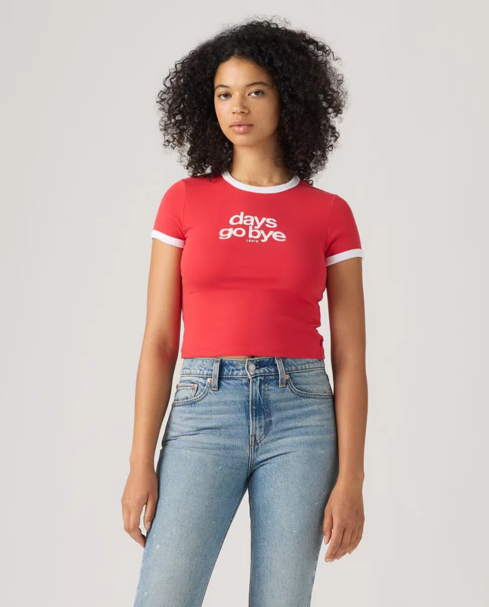 Женская футболка с коротким рукавом, Crop, Levi's, красный