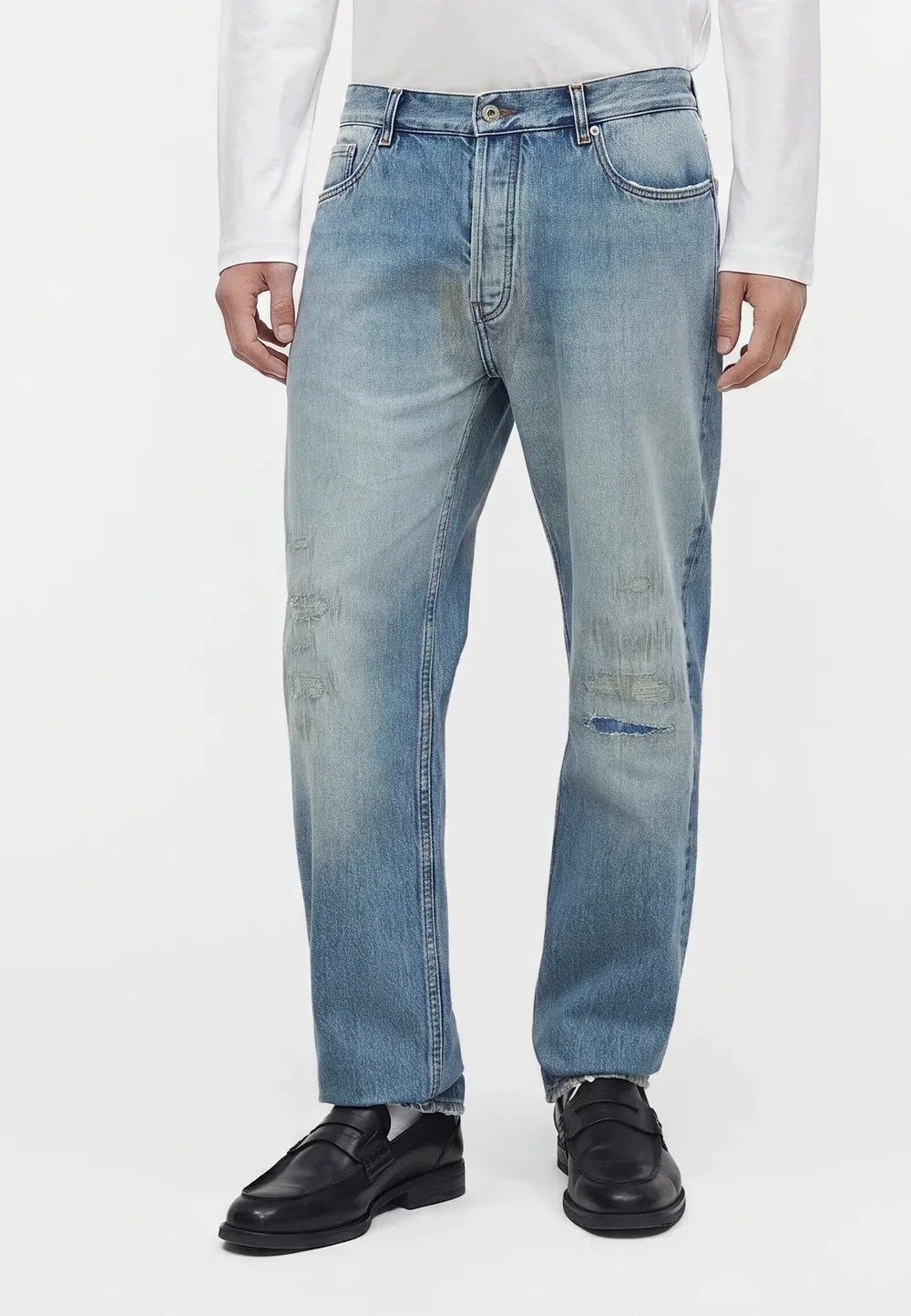 Брюки с карманами - джинсы свободного кроя Emporio Armani, Light Blue Denim