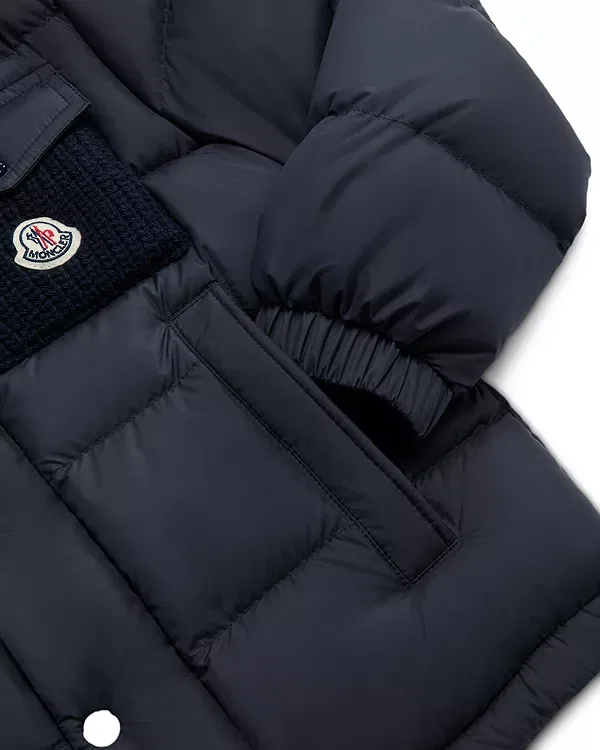 Детское пальто для мальчиков с логотипом Jarek Down Pocket Moncler, синий — фото 4
