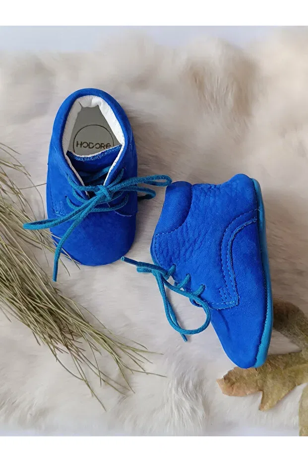 Детские пинетки для новорожденных кожаные Saks blue Hodore, Saks Blue — фото 2