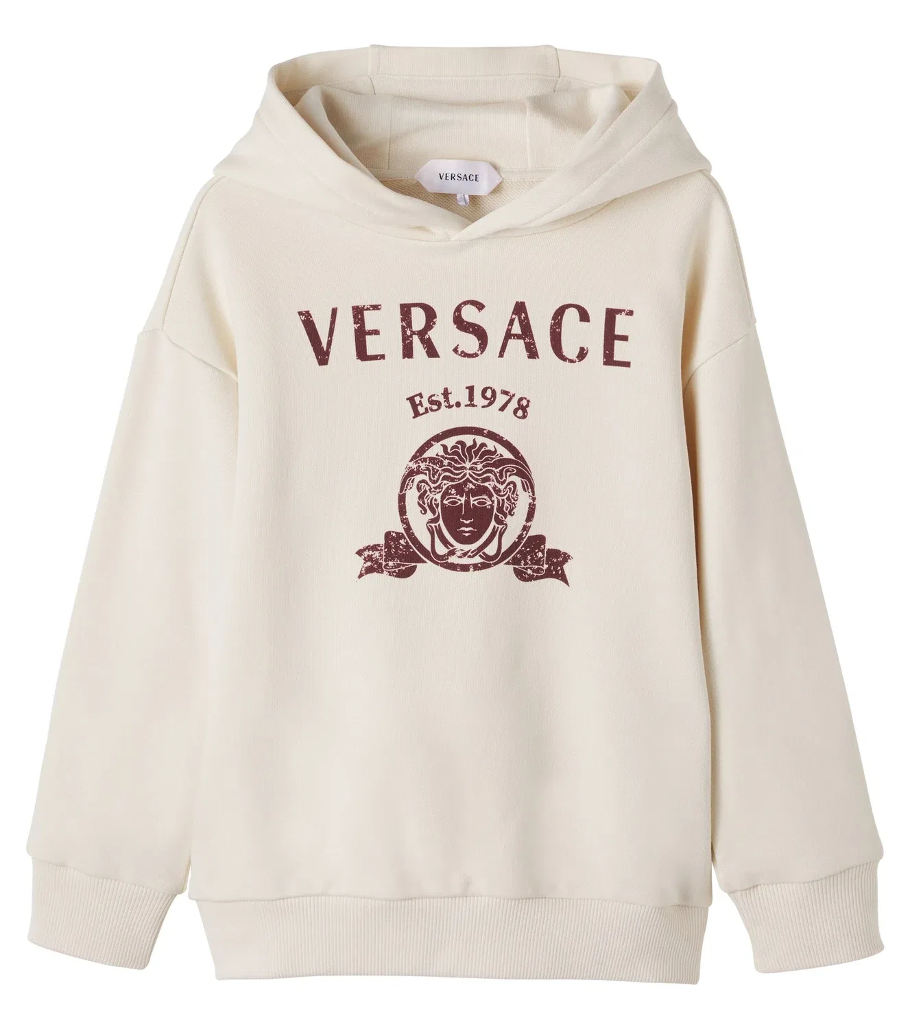 Худи хлопковое с капюшоном Versace Kids, белый
