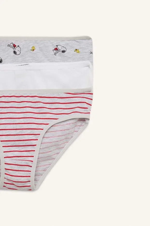 Детские трусы для девочек с принтом Snoopy Printed Combed Cotton Defacto, White-Wt34 — фото 4