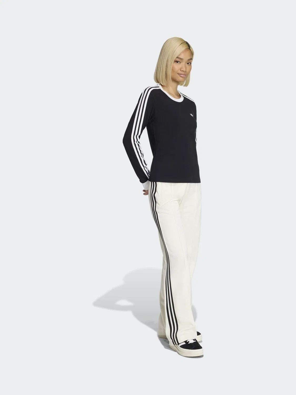 Футболка с длинным рукавом, 3 полоски, Adicolor, adidas Originals, черный — фото 3