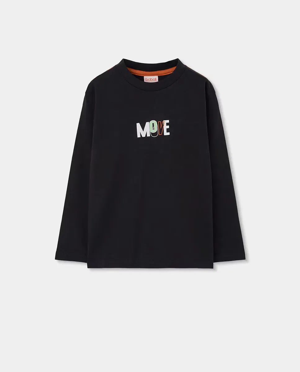 Детская футболка для мальчиков с длинным рукавом MOVE Boboli, Negro / Naranja